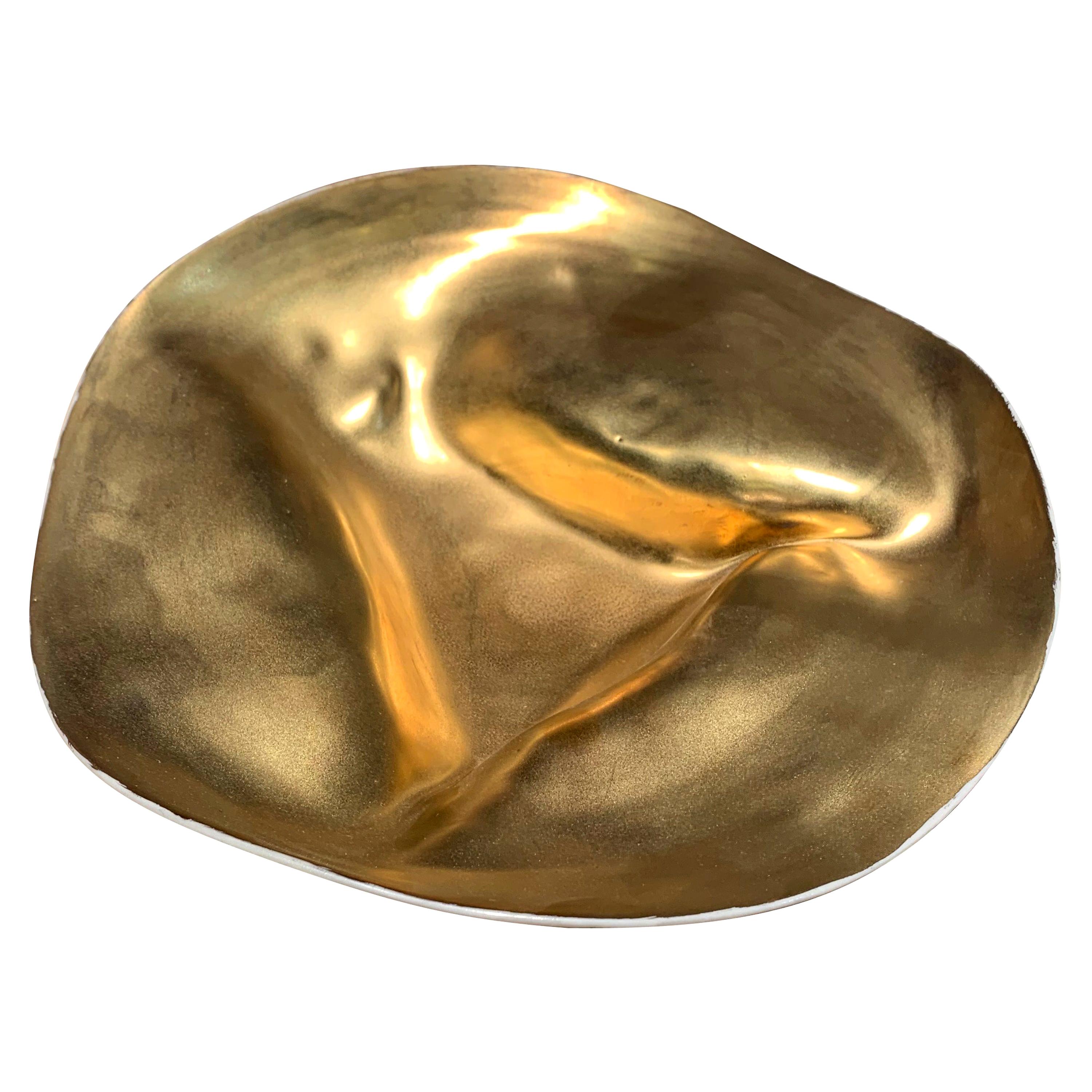 18 Karat Gold Leaf Freeform Small Porcelain Bowl, Italy, Contemporary