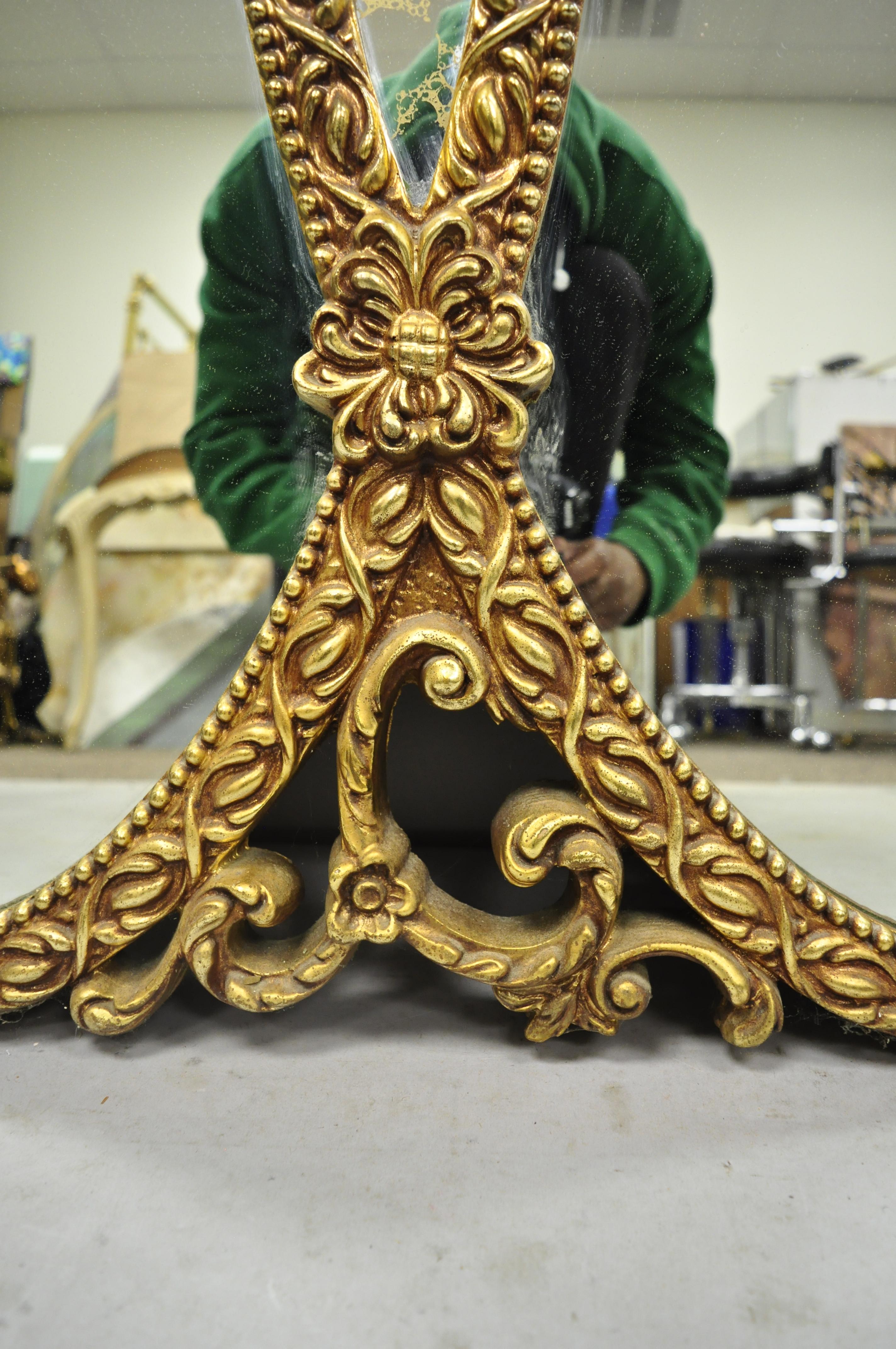 American Gold French Hollywood Regency Triptych Interlocking Oval Mirror by Union City