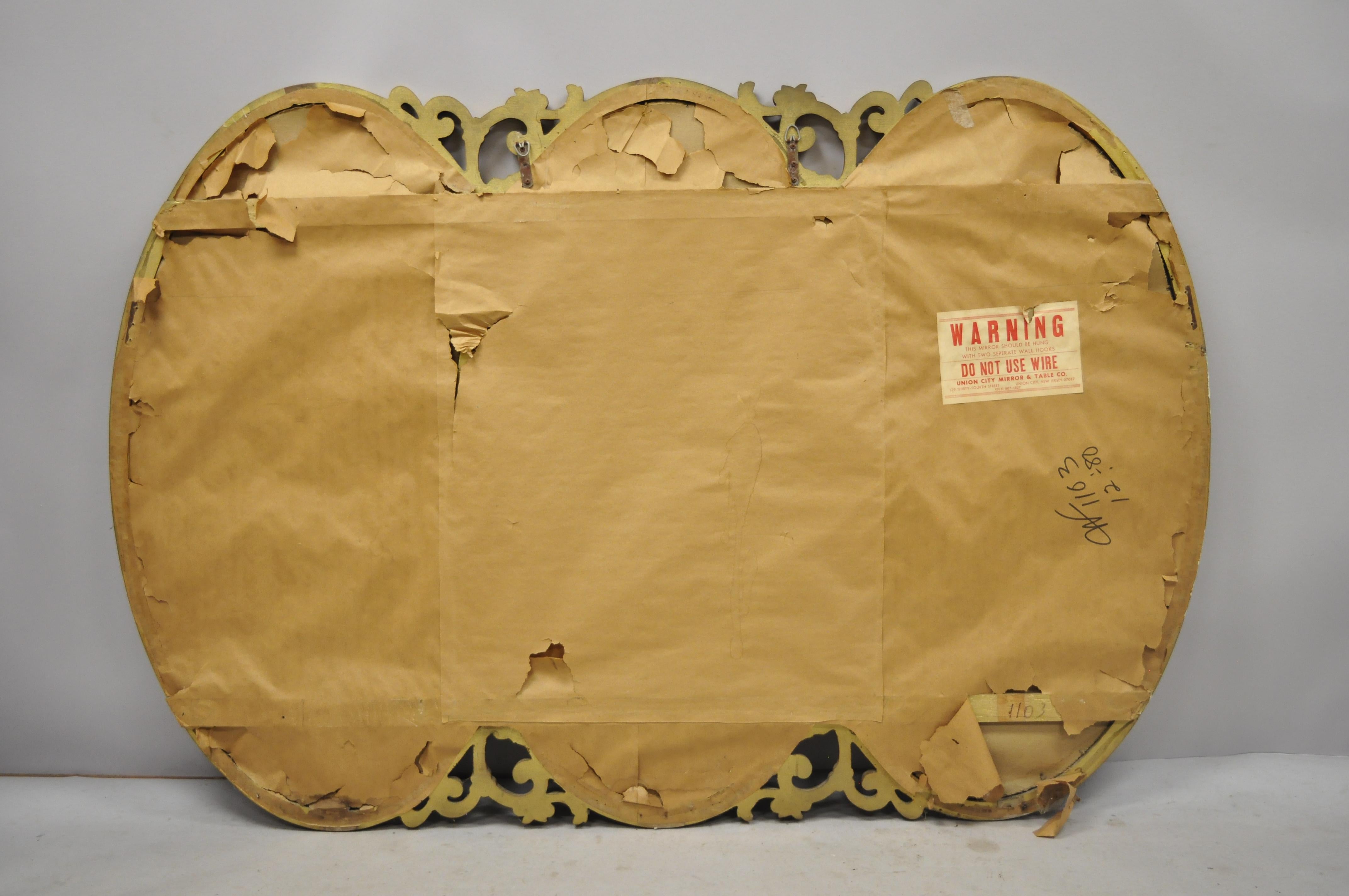 20th Century Gold French Hollywood Regency Triptych Interlocking Oval Mirror by Union City