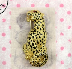Gold French Leopard Brooch