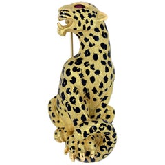 Gold French Leopard Brooch