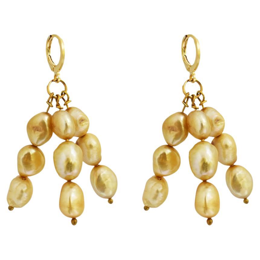 Gold freshwater pearl earrings  by Ifemi Jewels