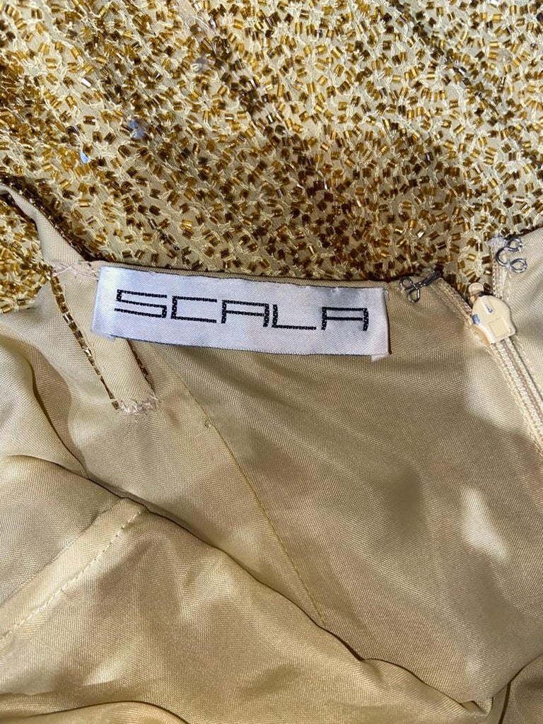 Gold full beaded evening dress entirely hand crafted SCALA NEW at 1stDibs