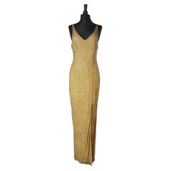 Gold full beaded evening dress entirely hand crafted SCALA NEW 