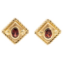 Gold Garnet Earrings