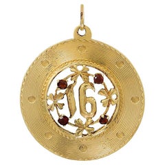 Gold & Garnet Sweet 16 Charm