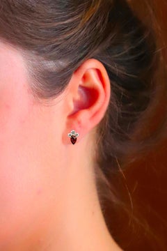 Gold Garnet White Diamonds Stud Earrings By Rossella Ugolini Made in Italy