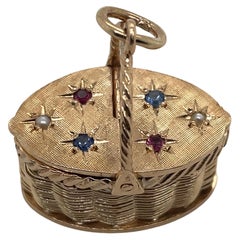 Gold Gemset Basket Charm