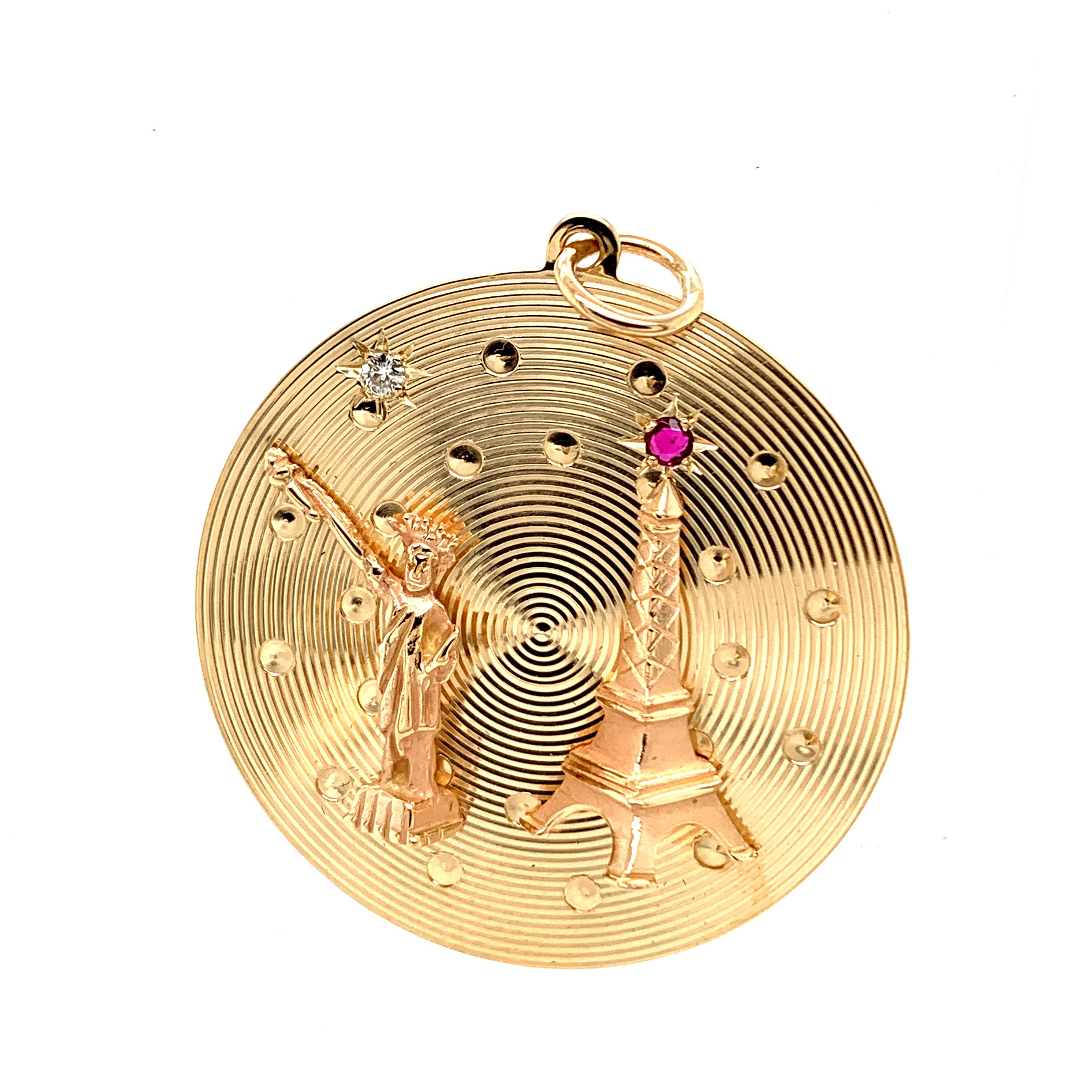 Gold Gemset New York/Paris Charm 4