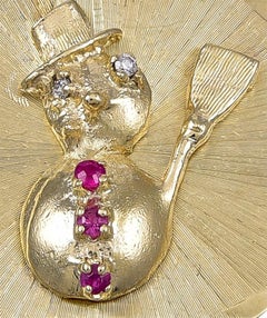 Gold Gemset Snowman Charm