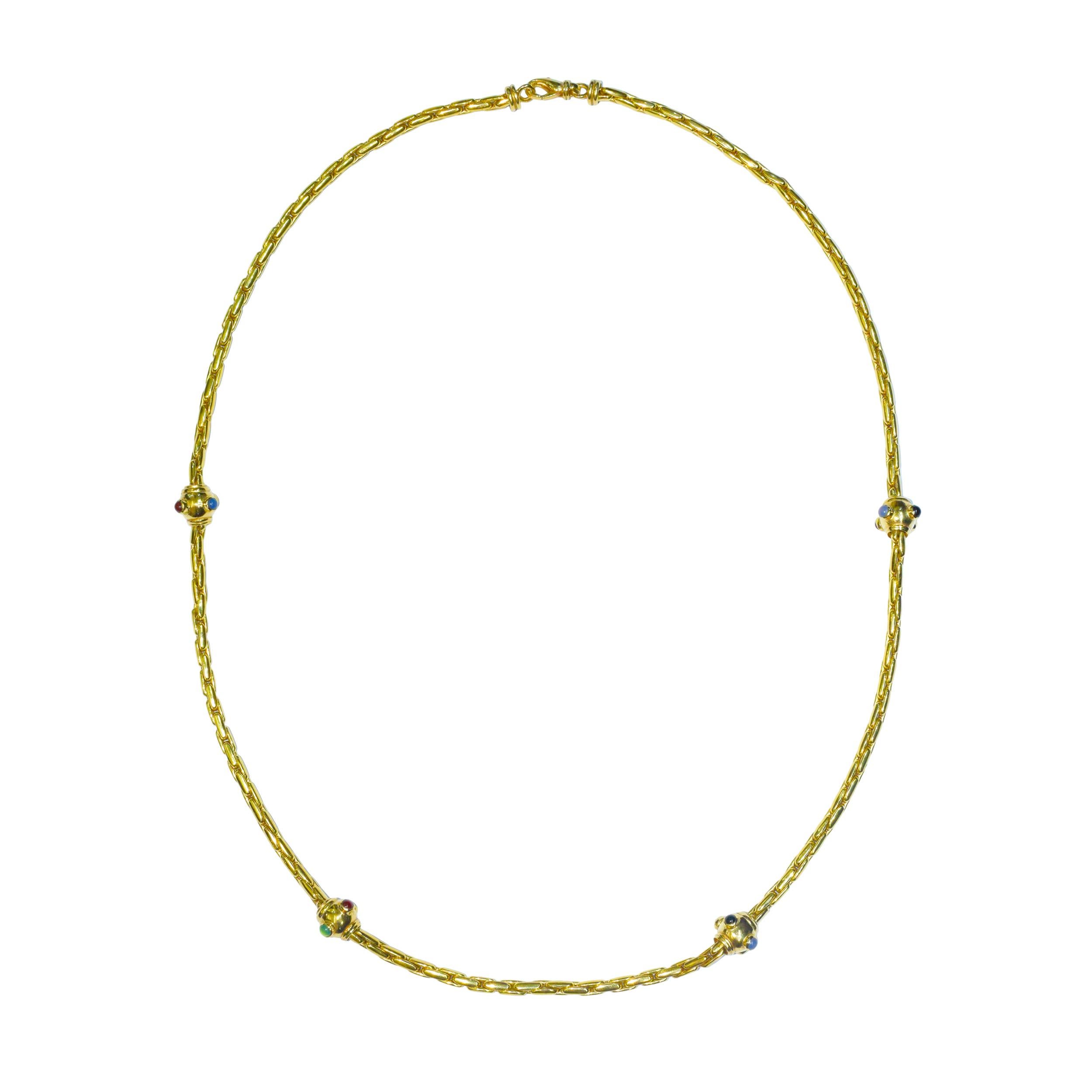 Gold & Edelstein Lange Kette 18k Gelb im Zustand „Hervorragend“ im Angebot in New York, NY