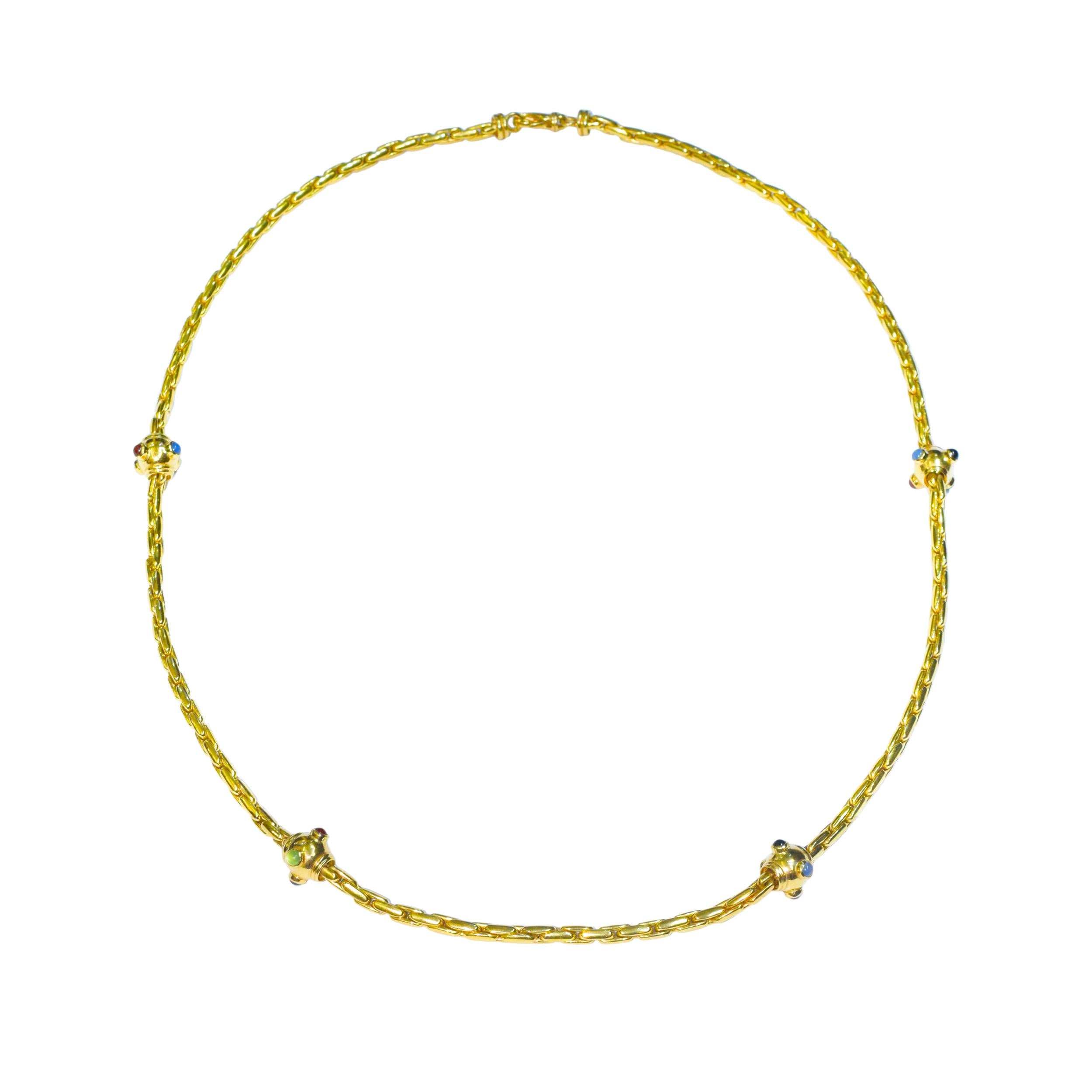 Gold & Edelstein Lange Kette 18k Gelb für Damen oder Herren im Angebot