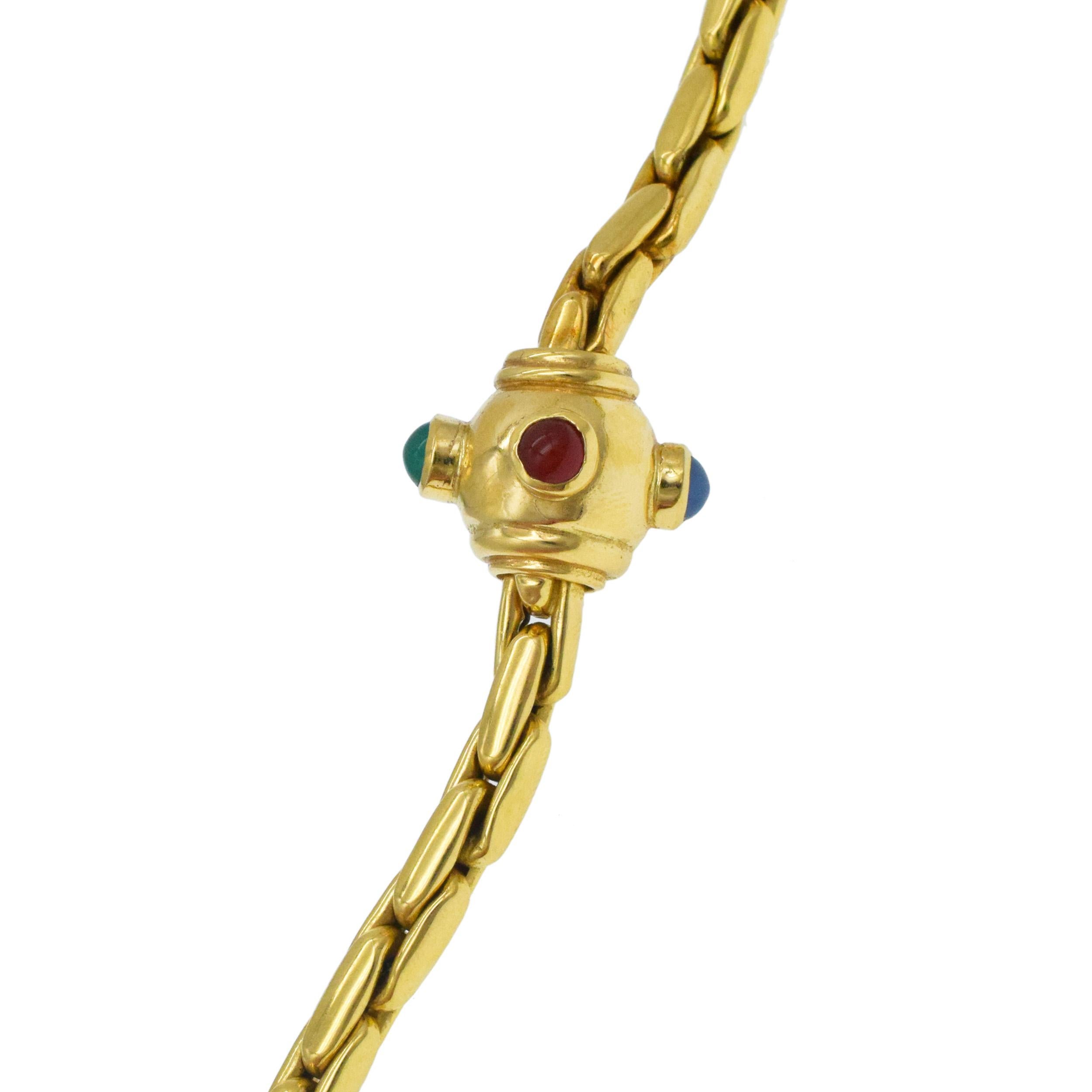 Gold & Edelstein Lange Kette 18k Gelb im Angebot 1