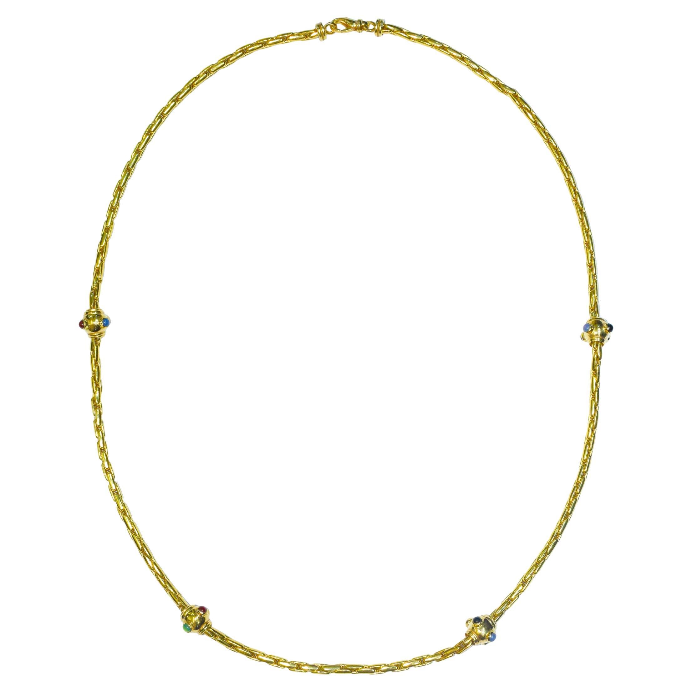 Gold & Edelstein Lange Kette 18k Gelb im Angebot