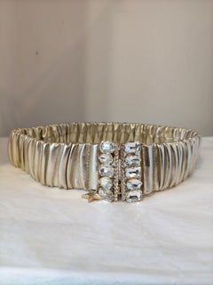 Gold echt Leder echt Swarovski Stones Gürtel NEW