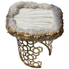 Gold geode quartz marble resin table
