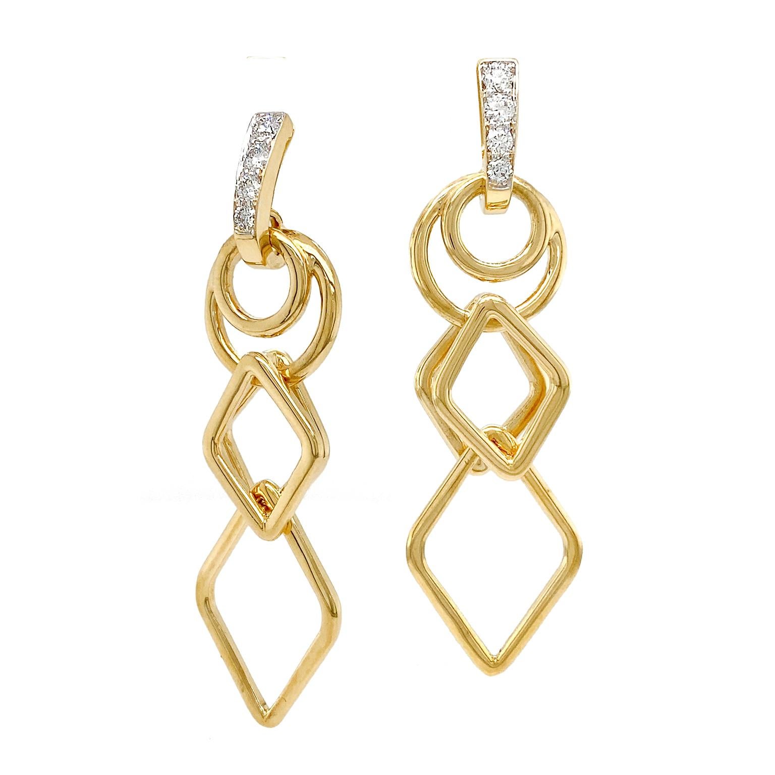 gold geometric drop earrings