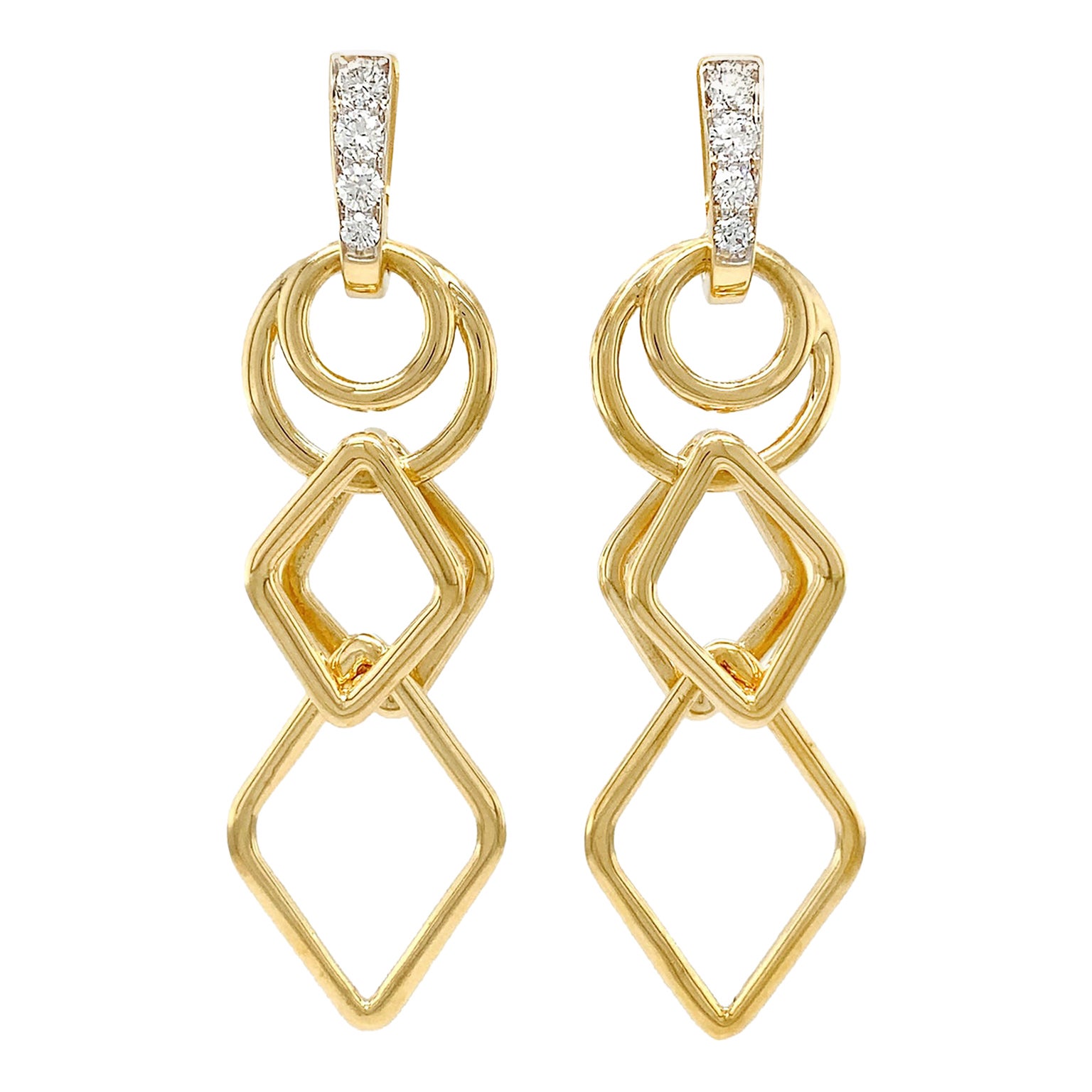 Boucles d'oreilles en goutte géométriques en or et diamants
