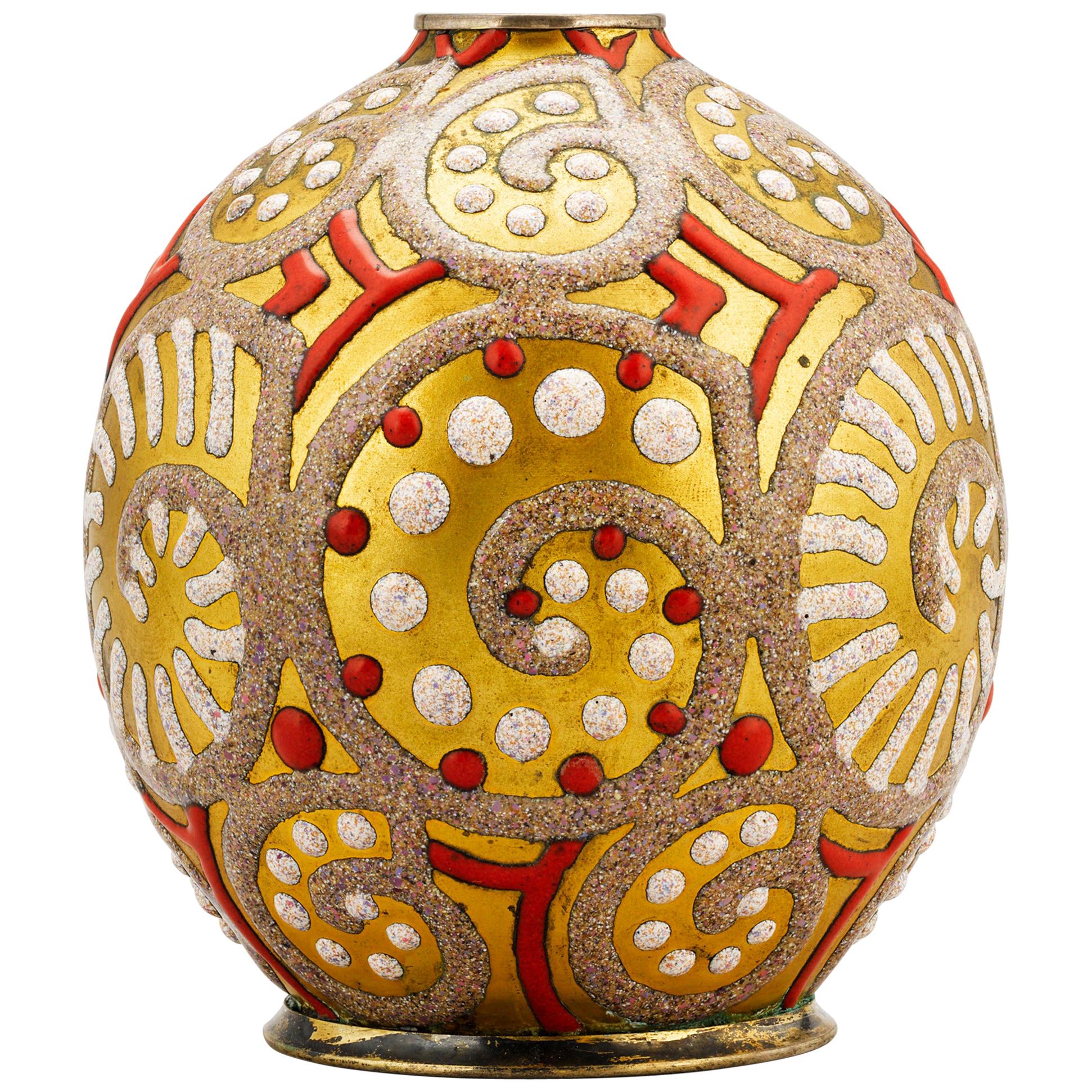 Gold Geometric Vase by Camille Fauré