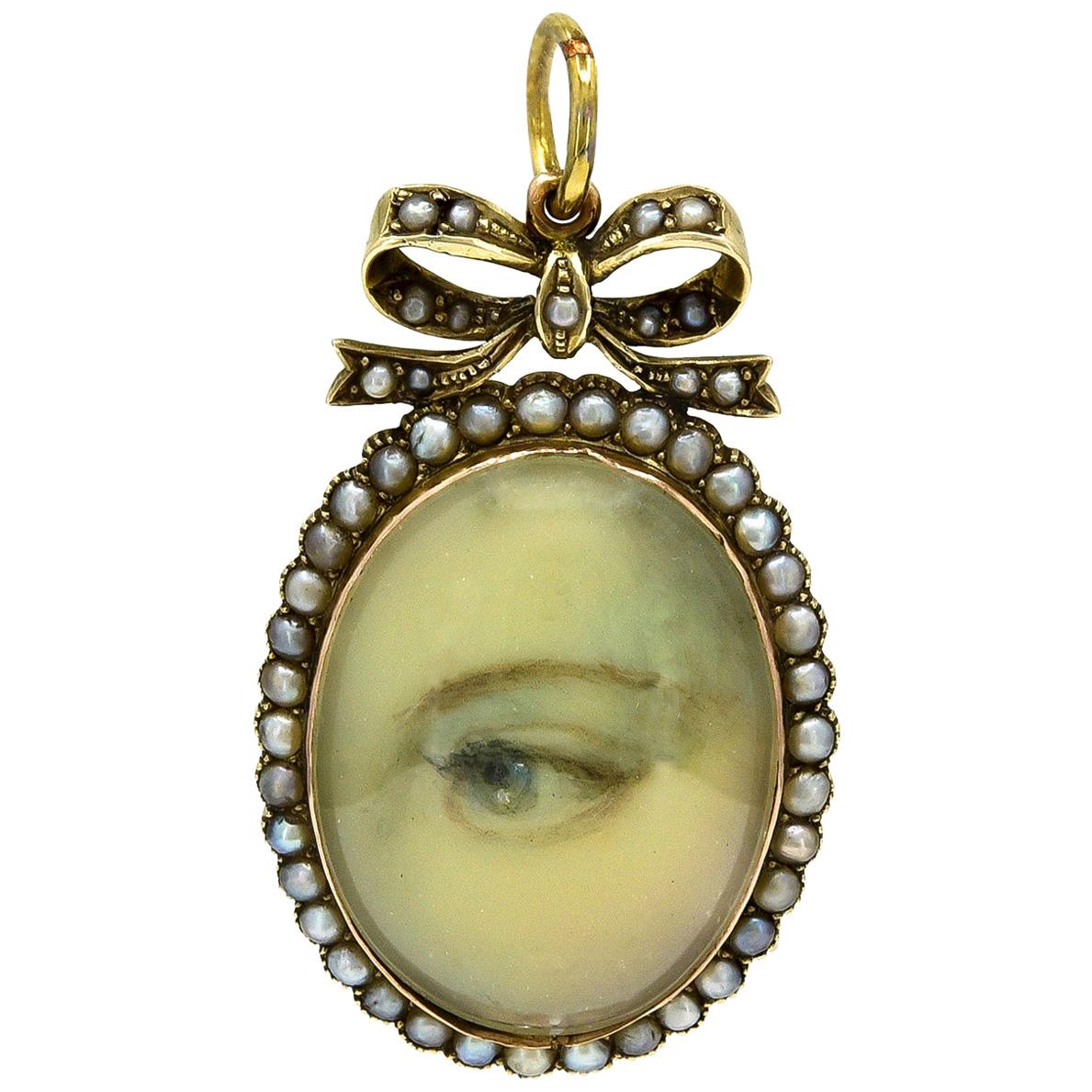 Gold Georgian Lover's Eye Pendant