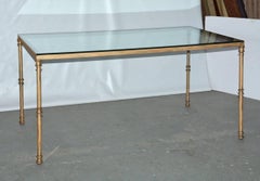 Gold Gild Metal Base Glass Top Dining Table