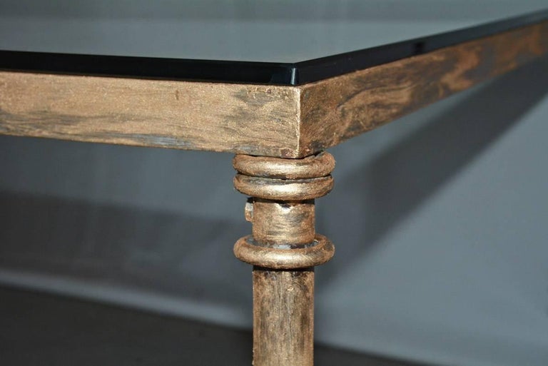 Gold Gild Metal Base Glass Top Dining Table at 1stDibs glass dining