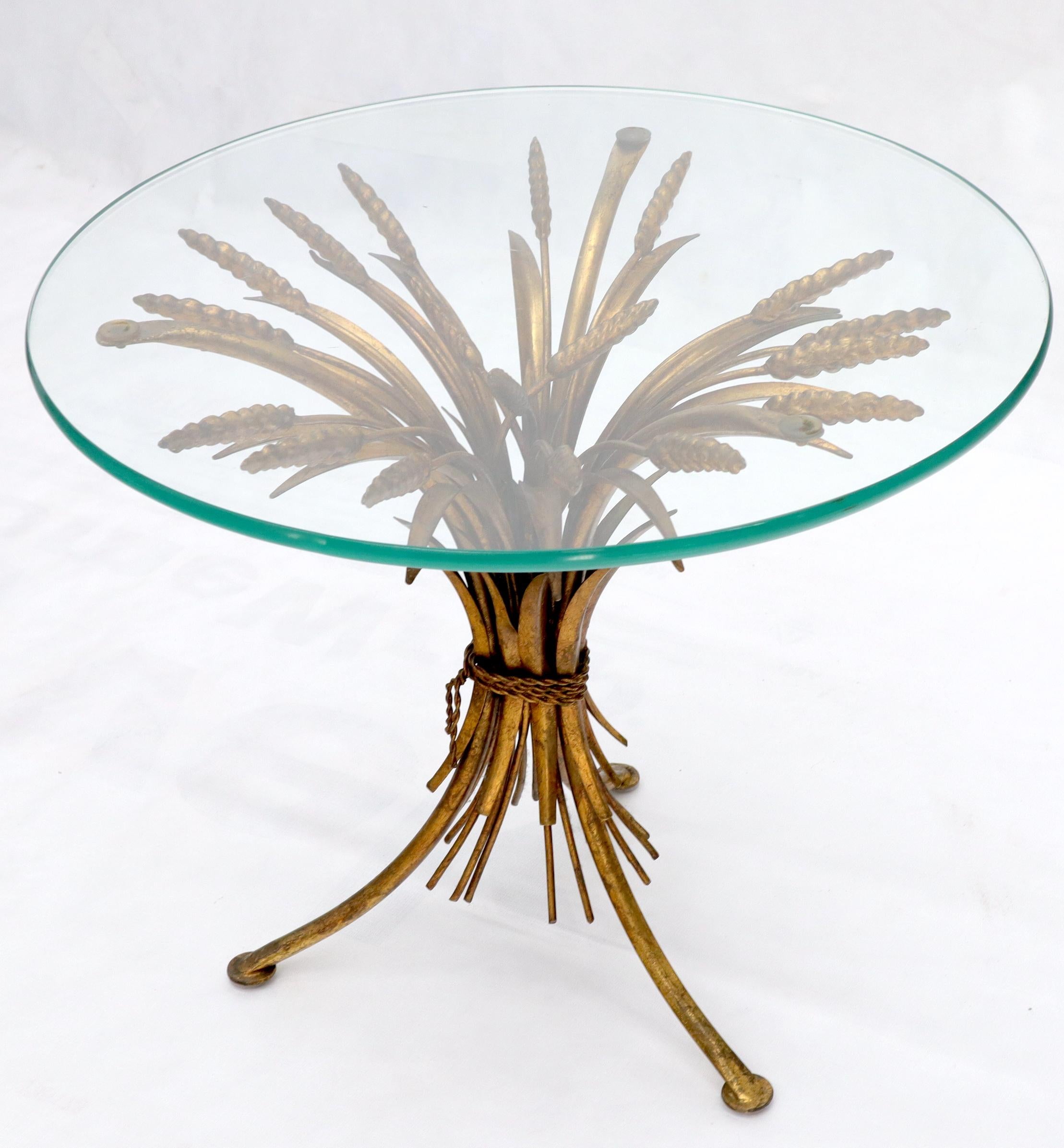 Decorative Italian gilt metal wheat sheaf side table stand.
