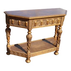 Gold Gilded Carved Georgian Console Table Circa 1920