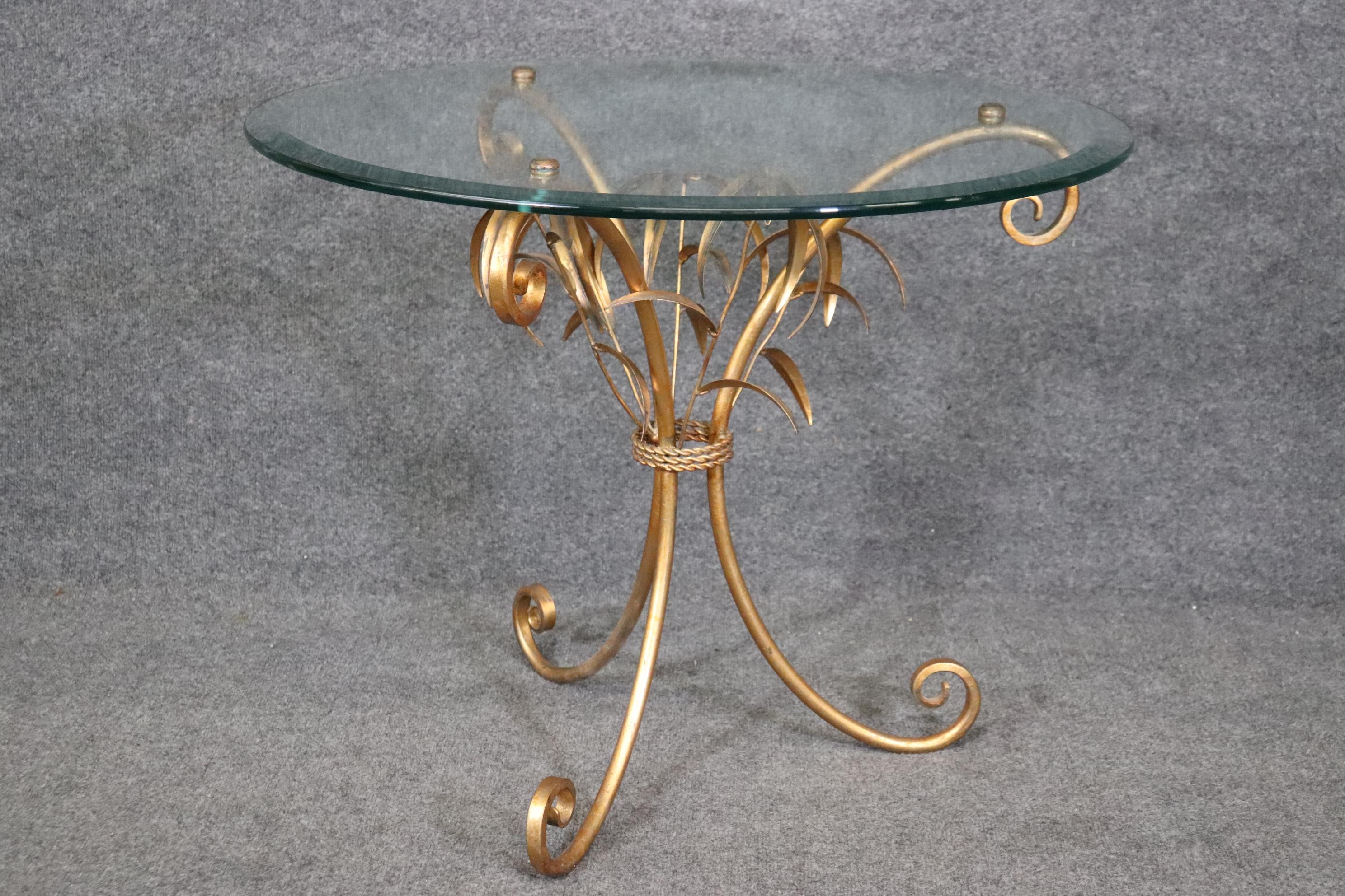 Gold Gilded Glass Top Tree Form Faux Bois Center End Table In Good Condition For Sale In Swedesboro, NJ