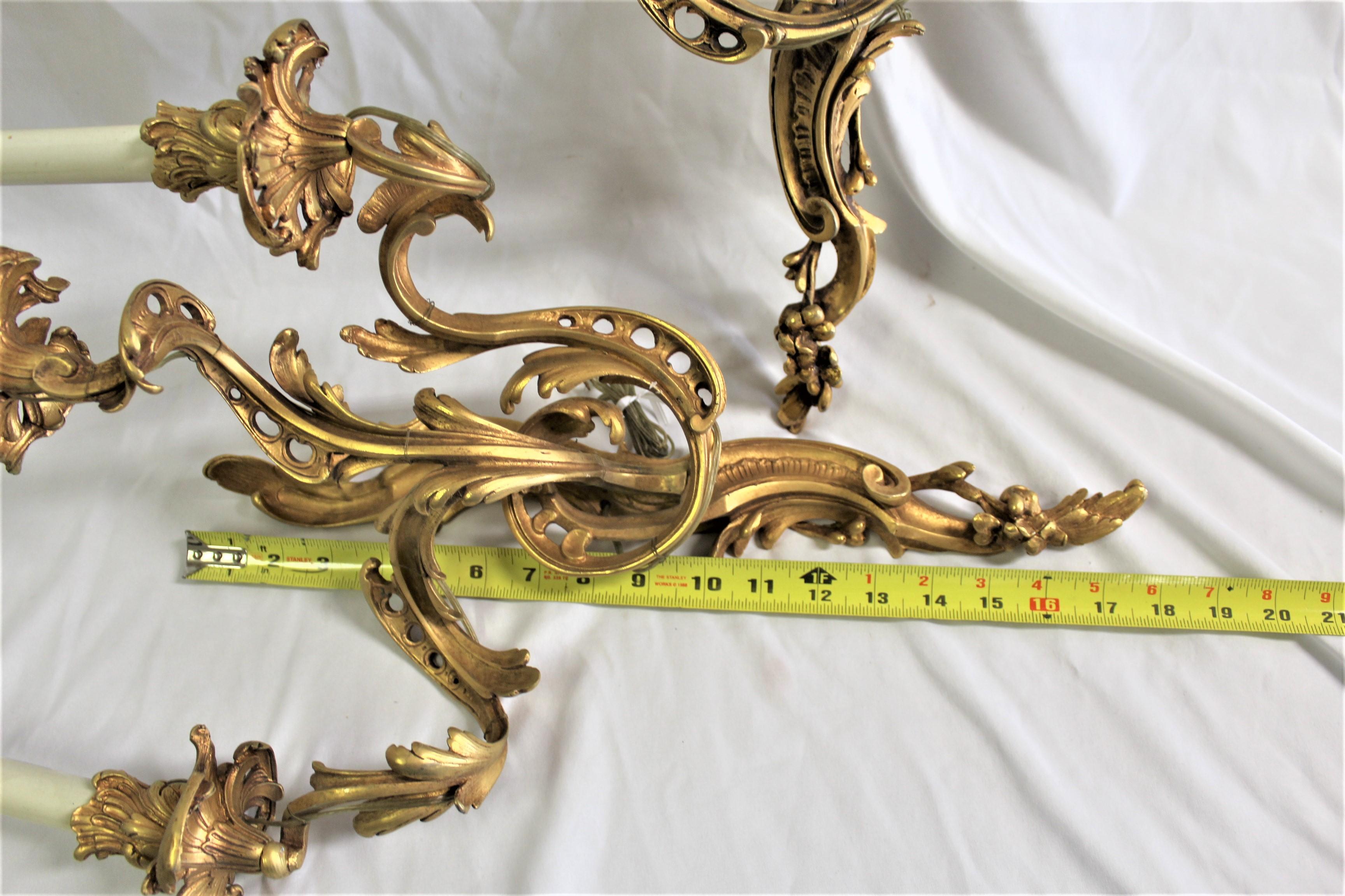 Cast Gold Gilded Louie Sconces XV Pair