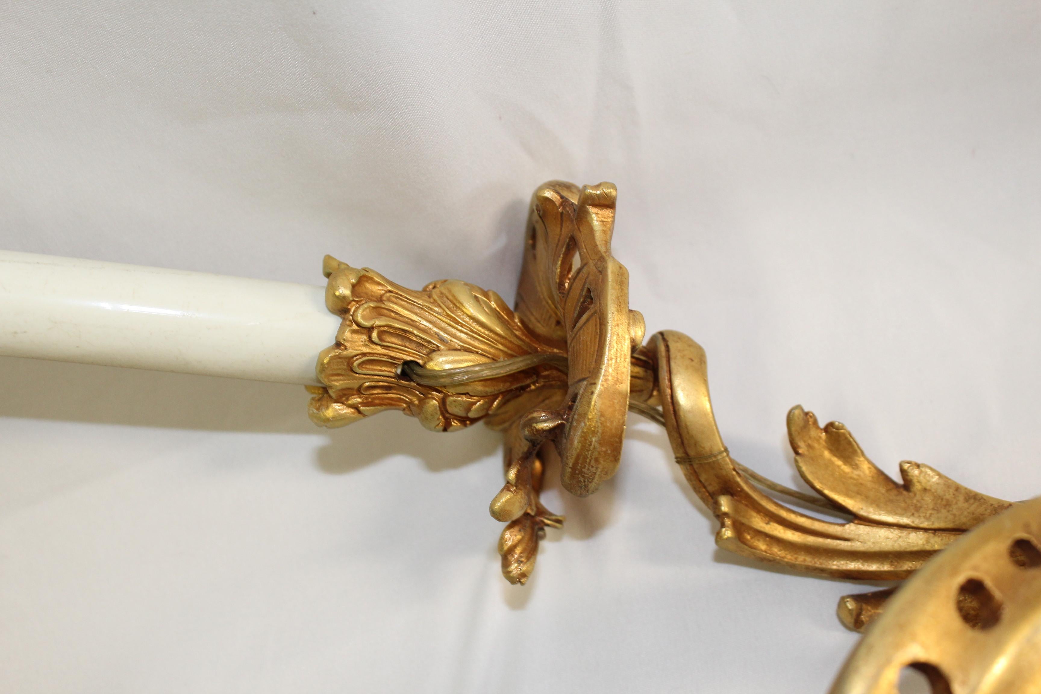 Late 20th Century Gold Gilded Louie Sconces XV Pair