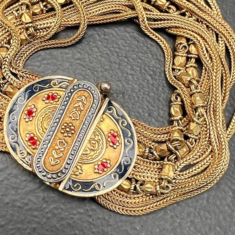 Women's or Men's Gold gilded Silver Enamel Bracelet Vintage For Sale