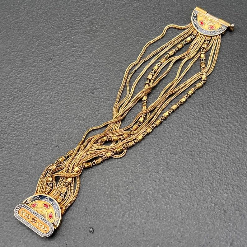 Gold gilded Silver Enamel Bracelet Vintage For Sale 1