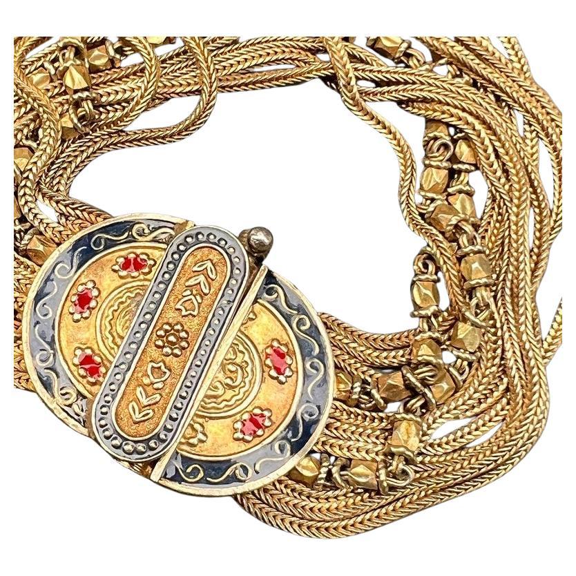 Gold gilded Silver Enamel Bracelet Vintage