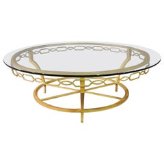 Gold Gilded Steel Italian Round Mid Century Modern Coffee Table, circa 1970