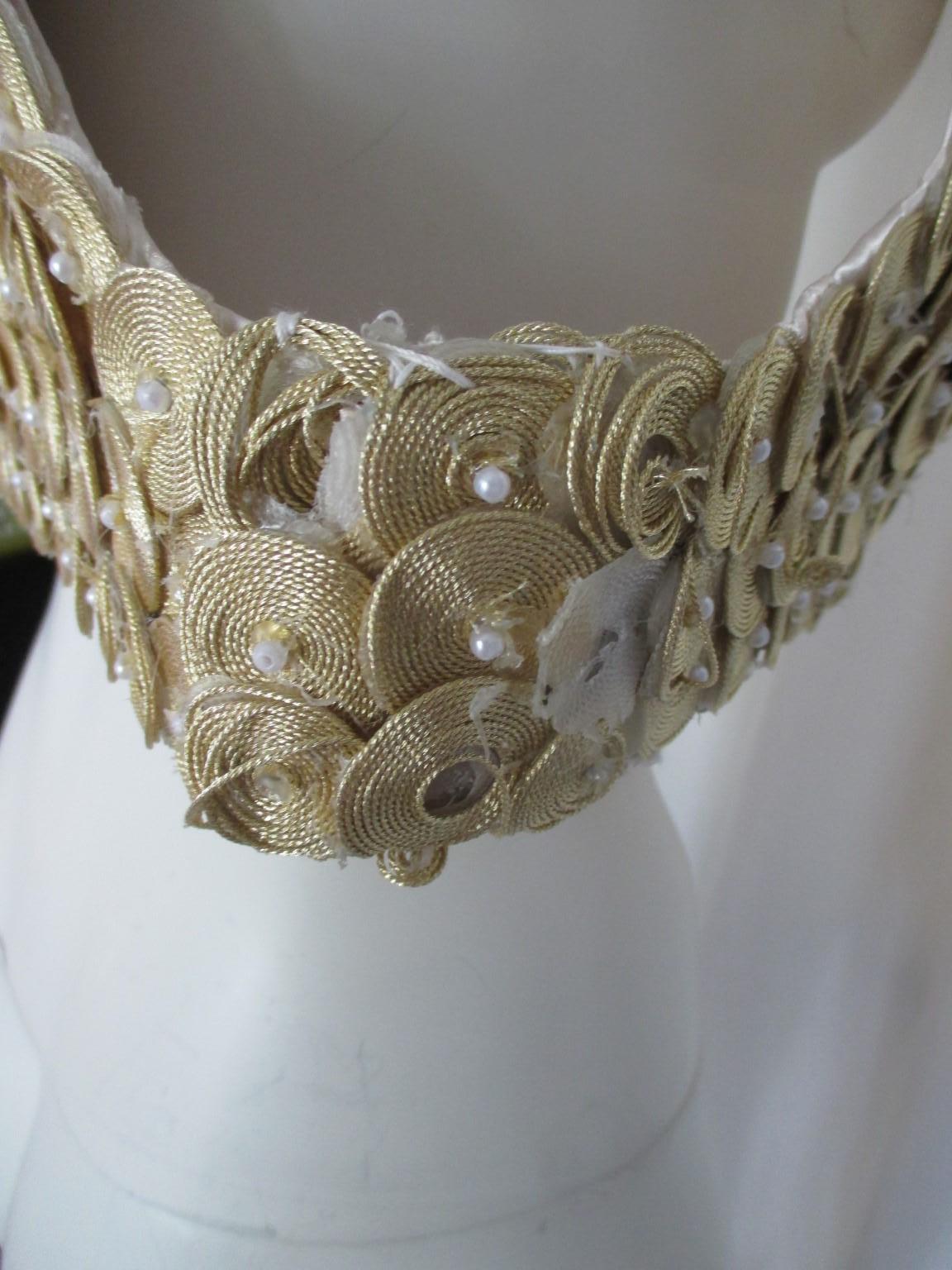 Gold Gilet Oriental Bustier with Pearls For Sale 3