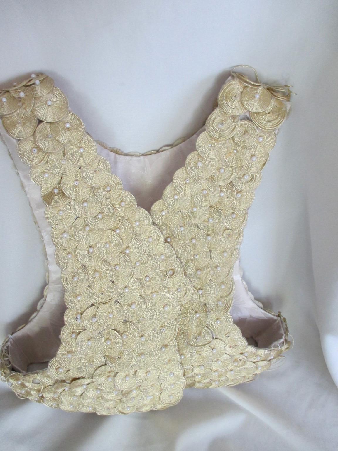 Gold Gilet Oriental Bustier with Pearls In Fair Condition For Sale In Amsterdam, NL