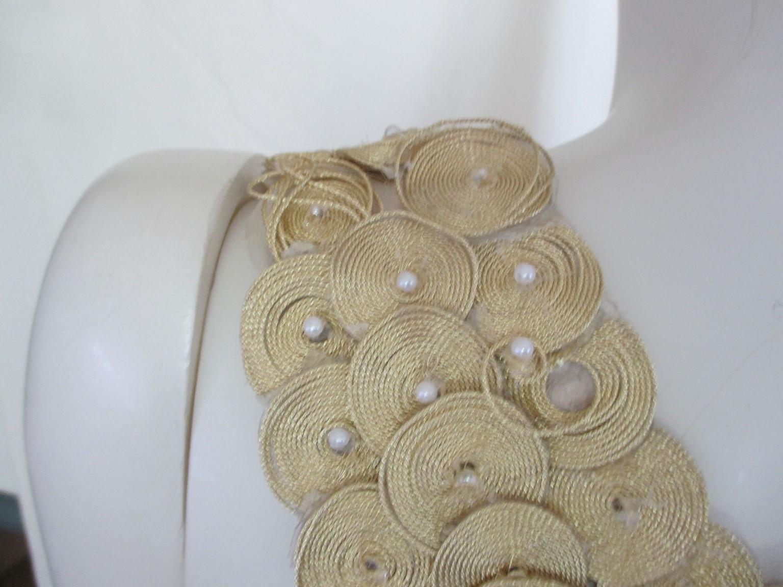 Gold Gilet Oriental Bustier with Pearls For Sale 1