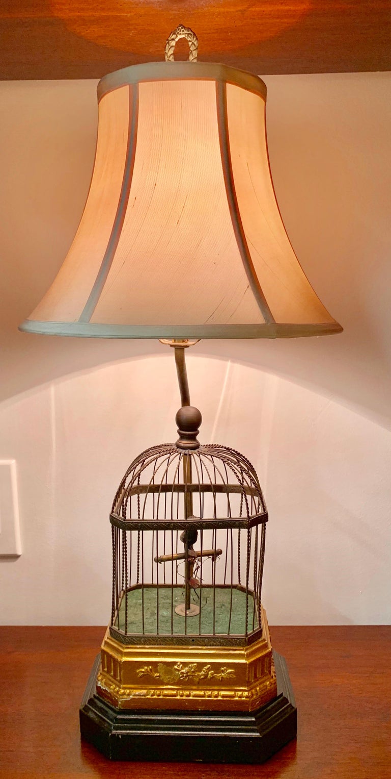 Gold Gilt and Brass Bird Cage Lamp For Sale at 1stDibs