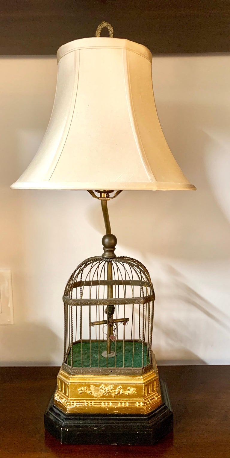 Gold Gilt and Brass Bird Cage Lamp For Sale at 1stDibs