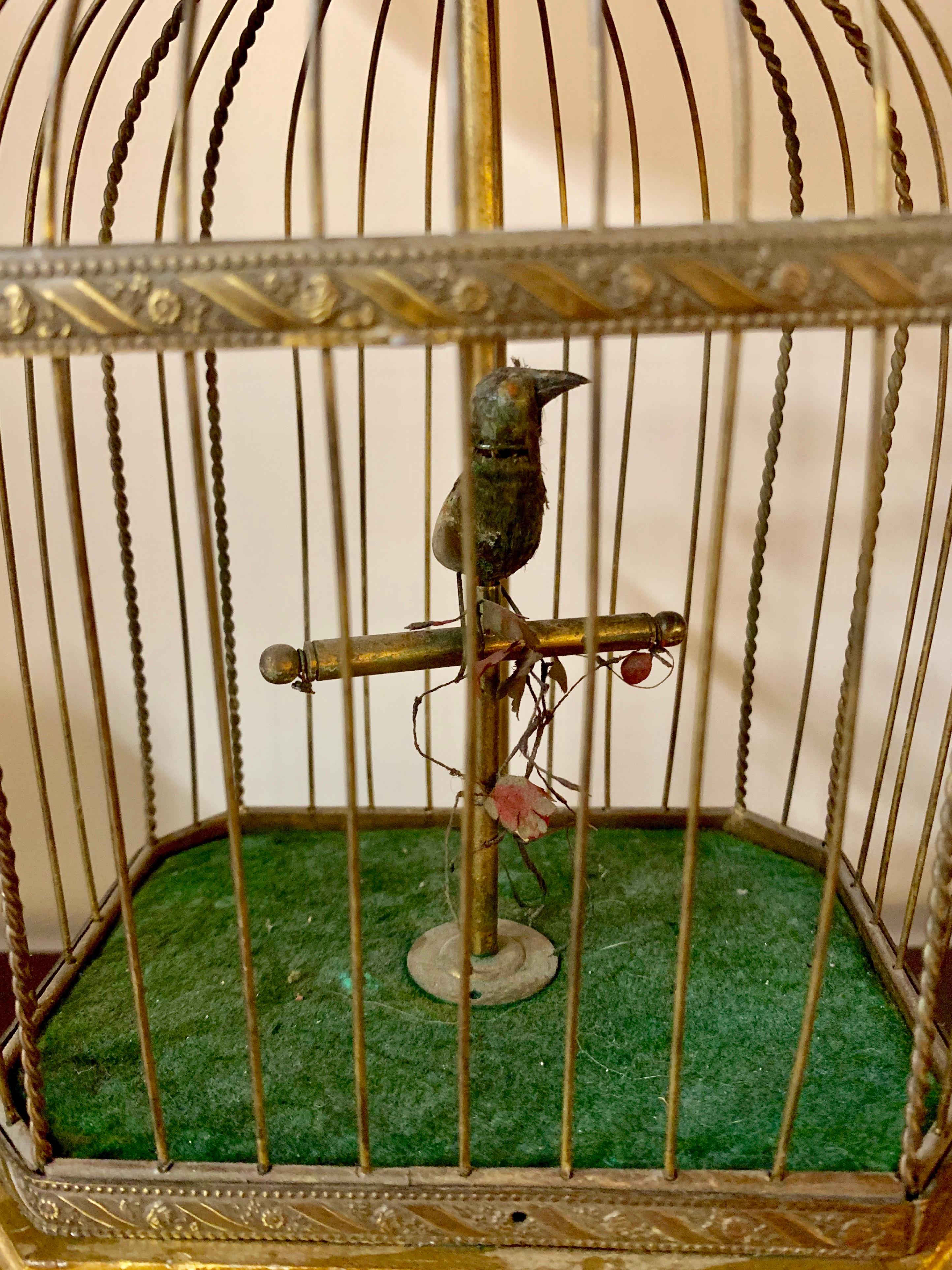 American Gold Gilt and Brass Bird Cage Lamp