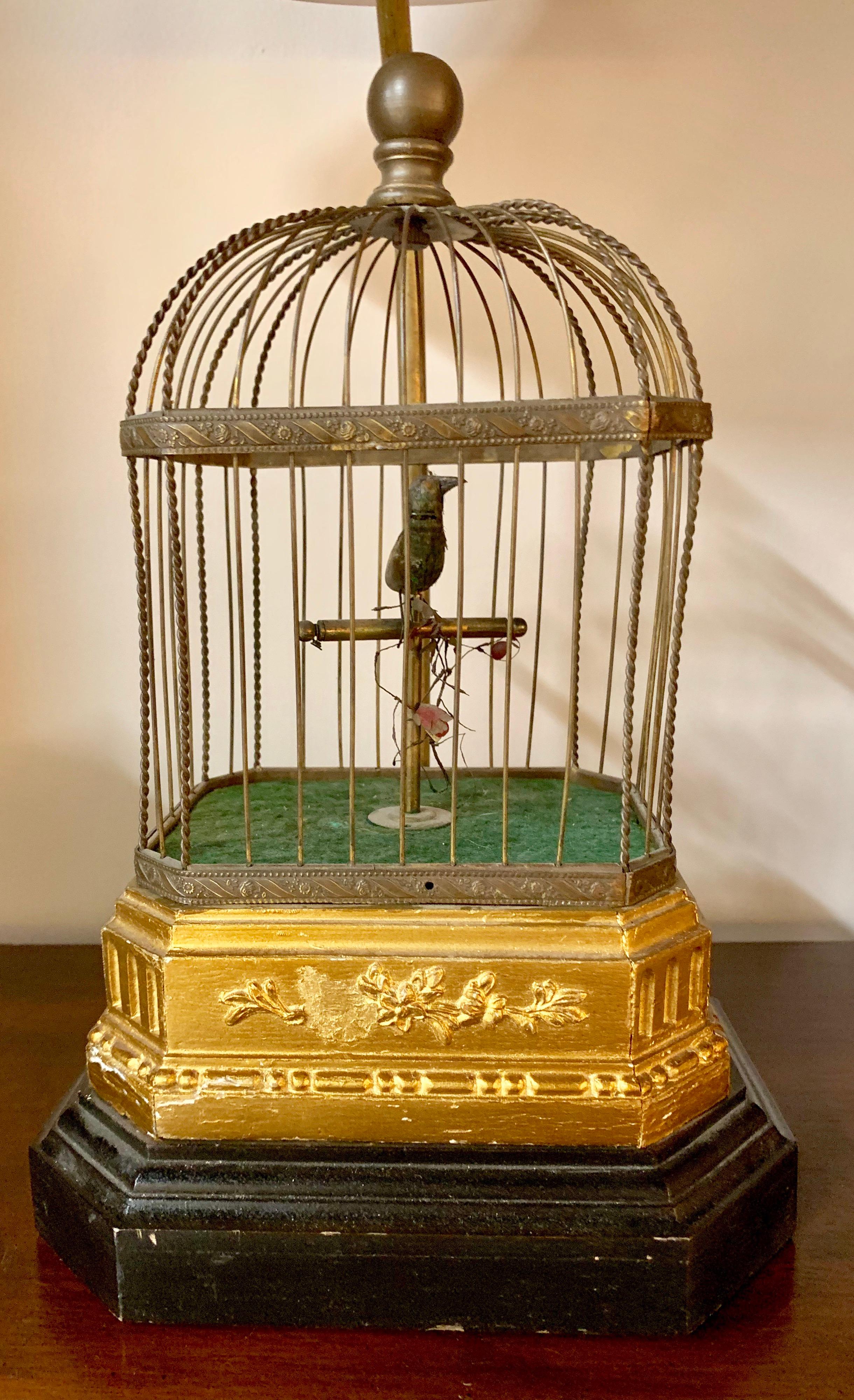 Gold Gilt and Brass Bird Cage Lamp In Good Condition In West Hartford, CT