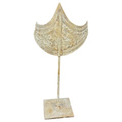 Gold Gilt and Painted Metal Cast Crown Sculpture on a Stand