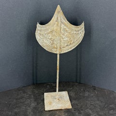 Gold Gilt and Painted Metal Cast Crown Sculpture on a Stand