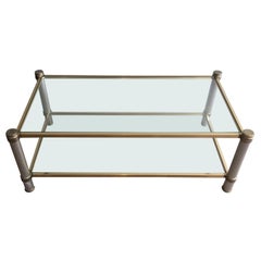 Gold Gilt and Silver Color Aluminium Coffee table with Fluted Legs by P. Vandel
