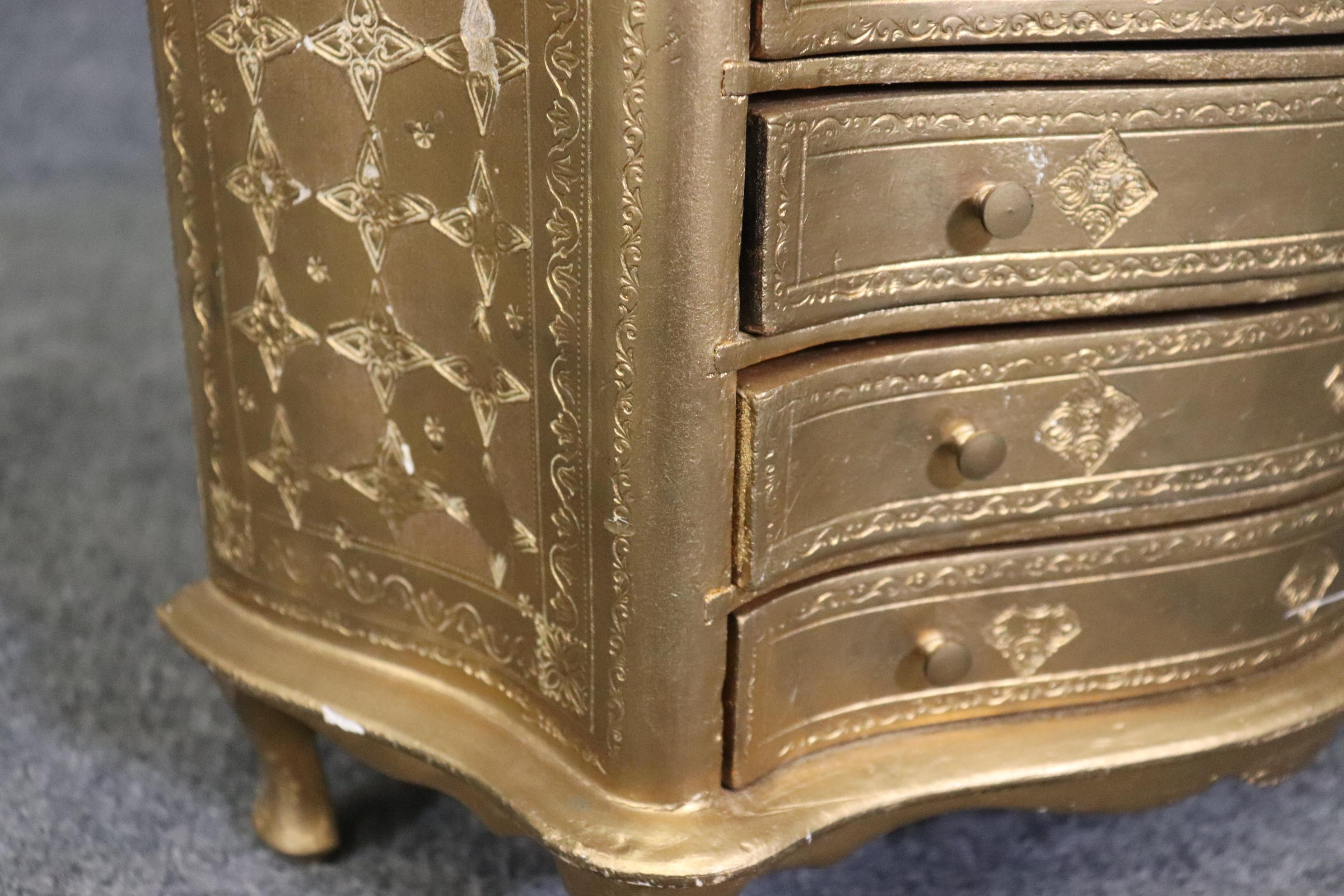 Gold Gilt Antique Italian Florentine Six Drawer Jewelry Box Signed Made in Italy 4