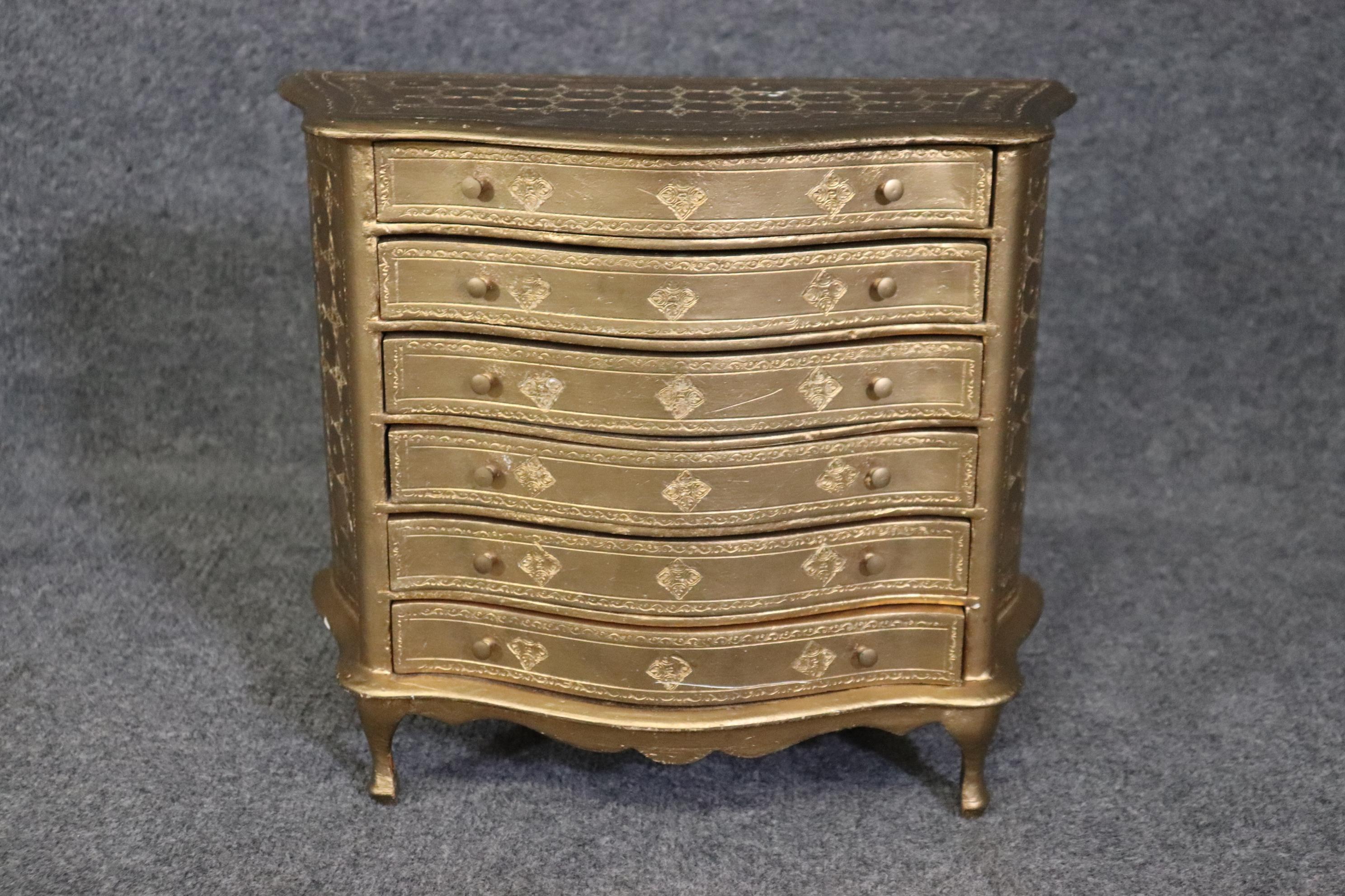 Dimensions - H: 14in W: 16in D: 7 1/4in 

This Gold Antique Italian Florentine Jewelry Box/Trinket Box is truly unique! This piece is made of the highest quality and will certainly add a sense of sophistication into your place of choosing! Each