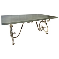Gold Gilt Baroque Metal Base Table with Zinc Top