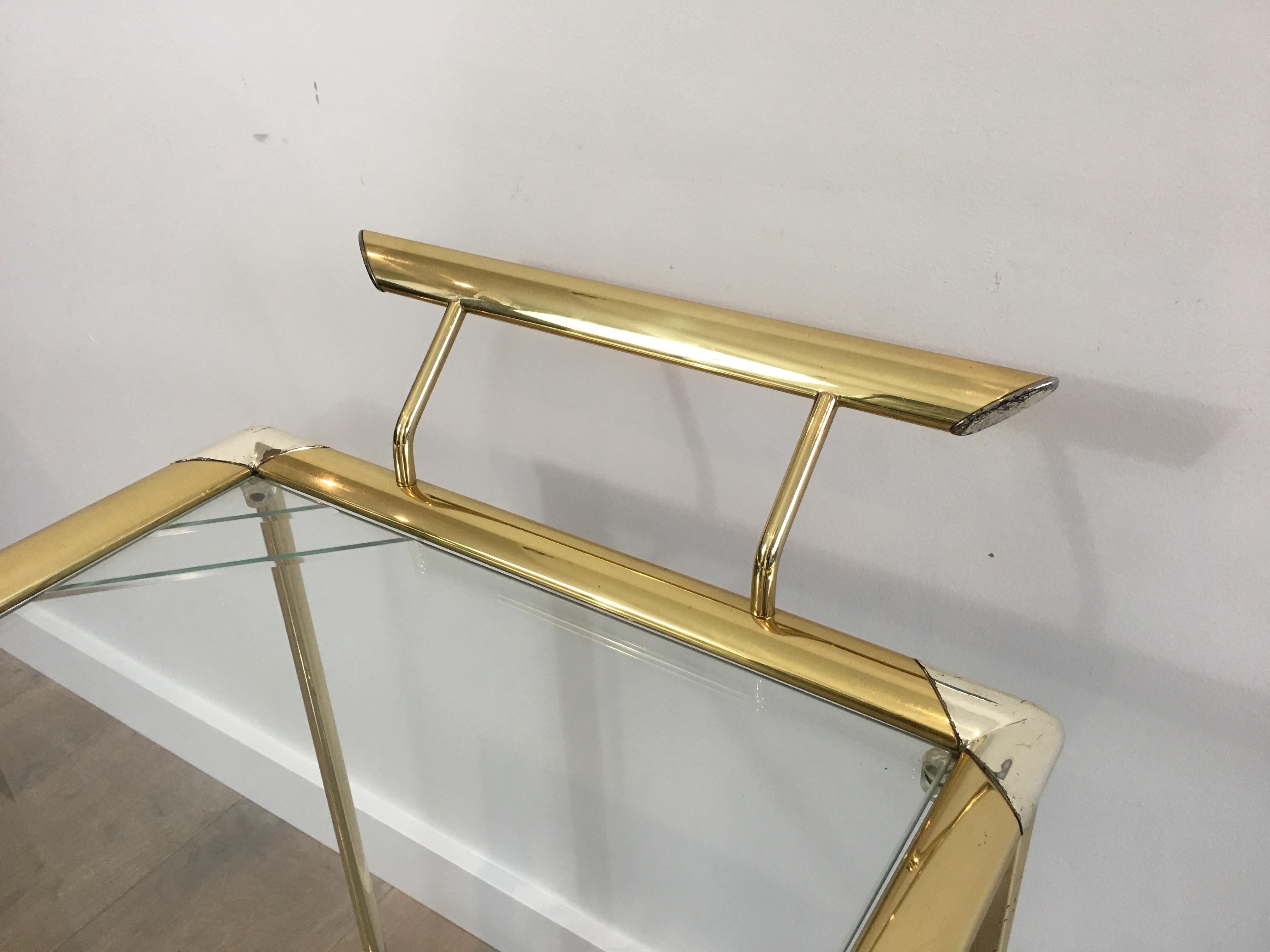 Gold Gilt Brass and Silver Plated Trolley, French, circa 1970 4