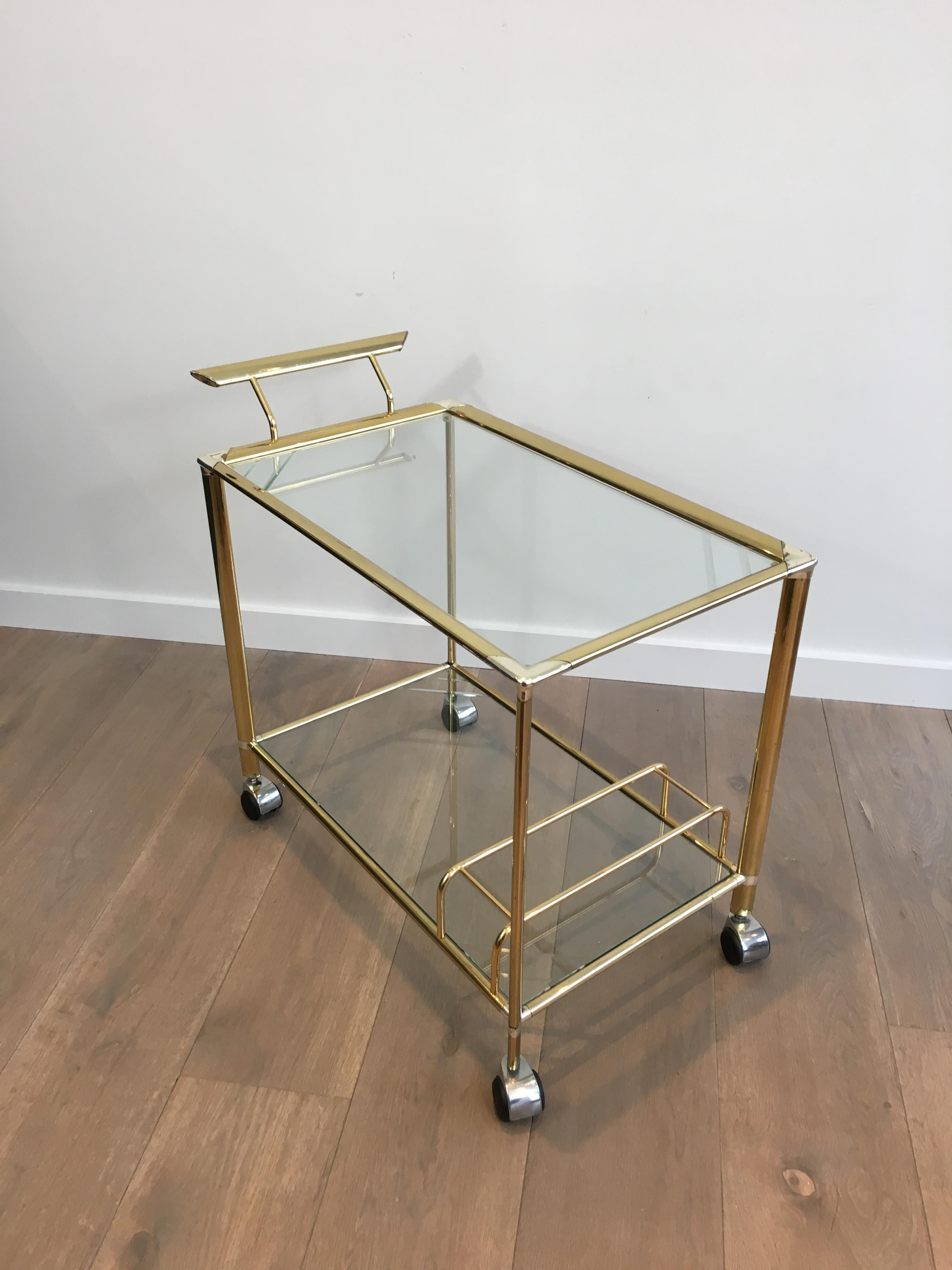 Gold Gilt Brass and Silver Plated Trolley, French, circa 1970 5